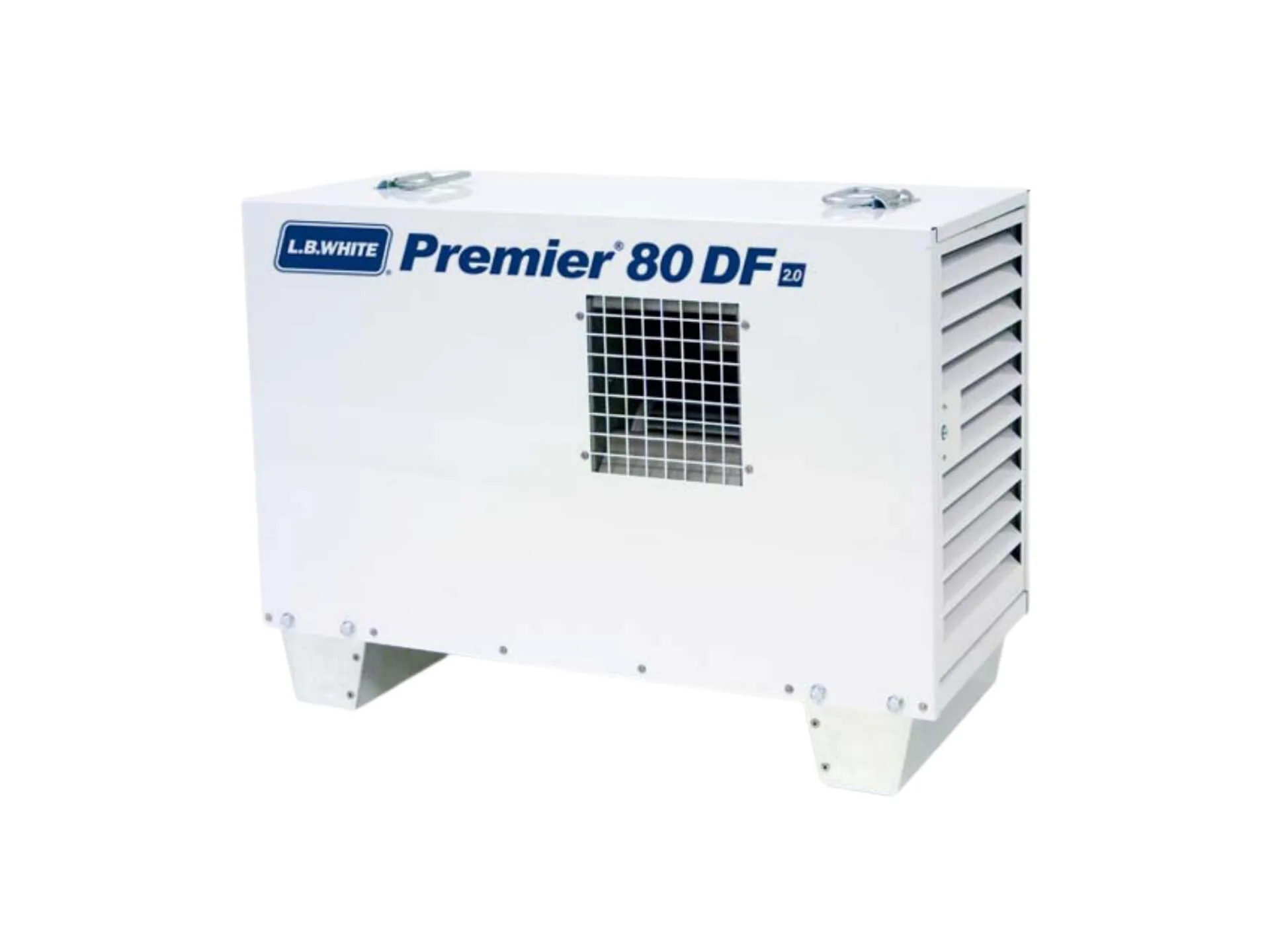 Image of a white Lufkin Premier 80 DF industrial air dryer unit with ventilation grilles on the front and side panels.