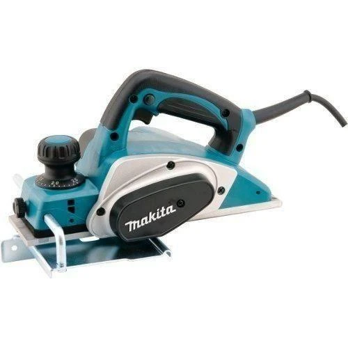 Electric Makita hand planer with adjustable depth control and ergonomic handle, designed for woodworking tasks.