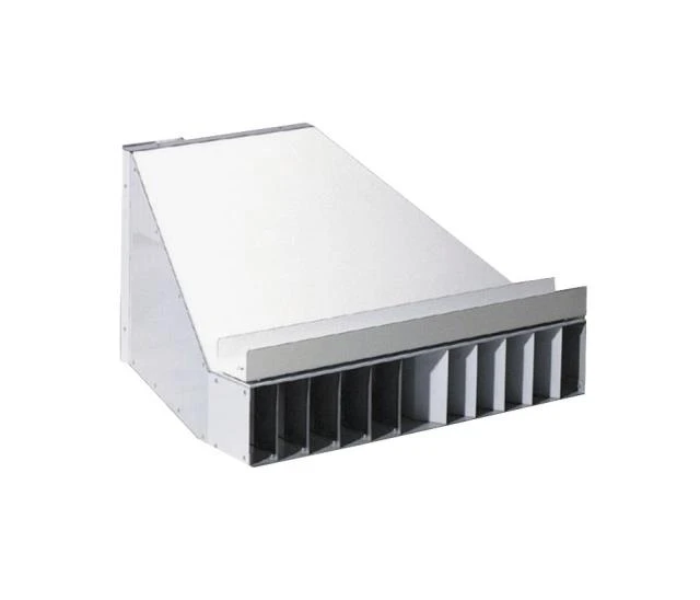 White metal HVAC wall vent with adjustable black louvers for airflow control.